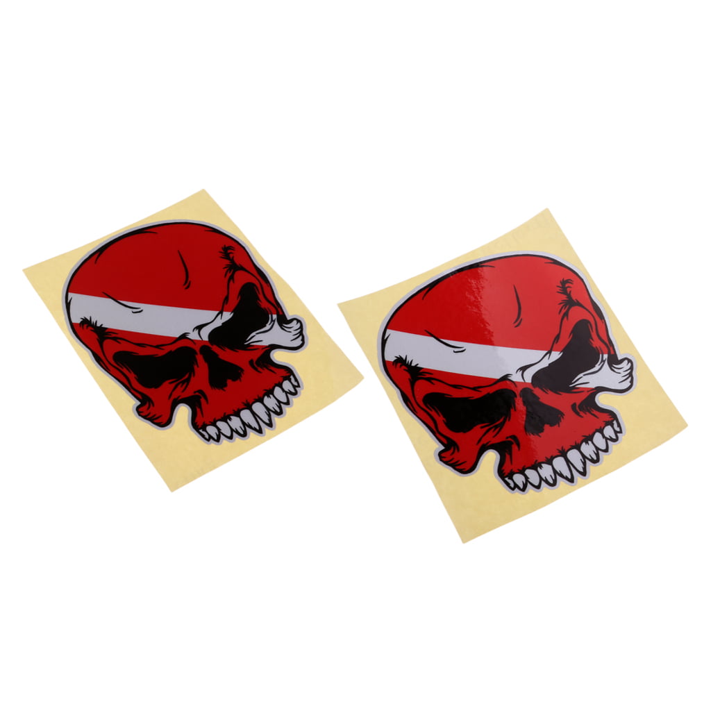 Goggles Sticker Decal for Scuba Diving Tank Diver Down 2x Reflective Skull 