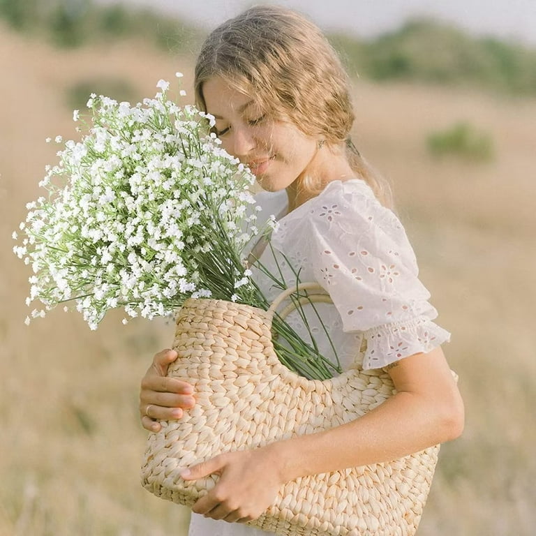 Leye 16 Pcs Babys Breath Artificial Flowers, Gypsophila Real Touch Flowers  for Wedding Party Home Garden Decoration (White) 