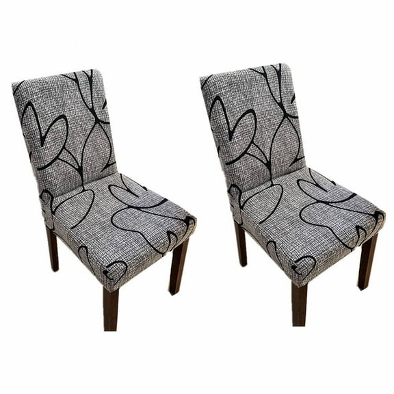 AUQ 2Pcs Chair Seat Covers,Wrinkle-Resistant Chair Covers for Dining,Easy to Install Dining Chair Slipcovers,Deep Gray