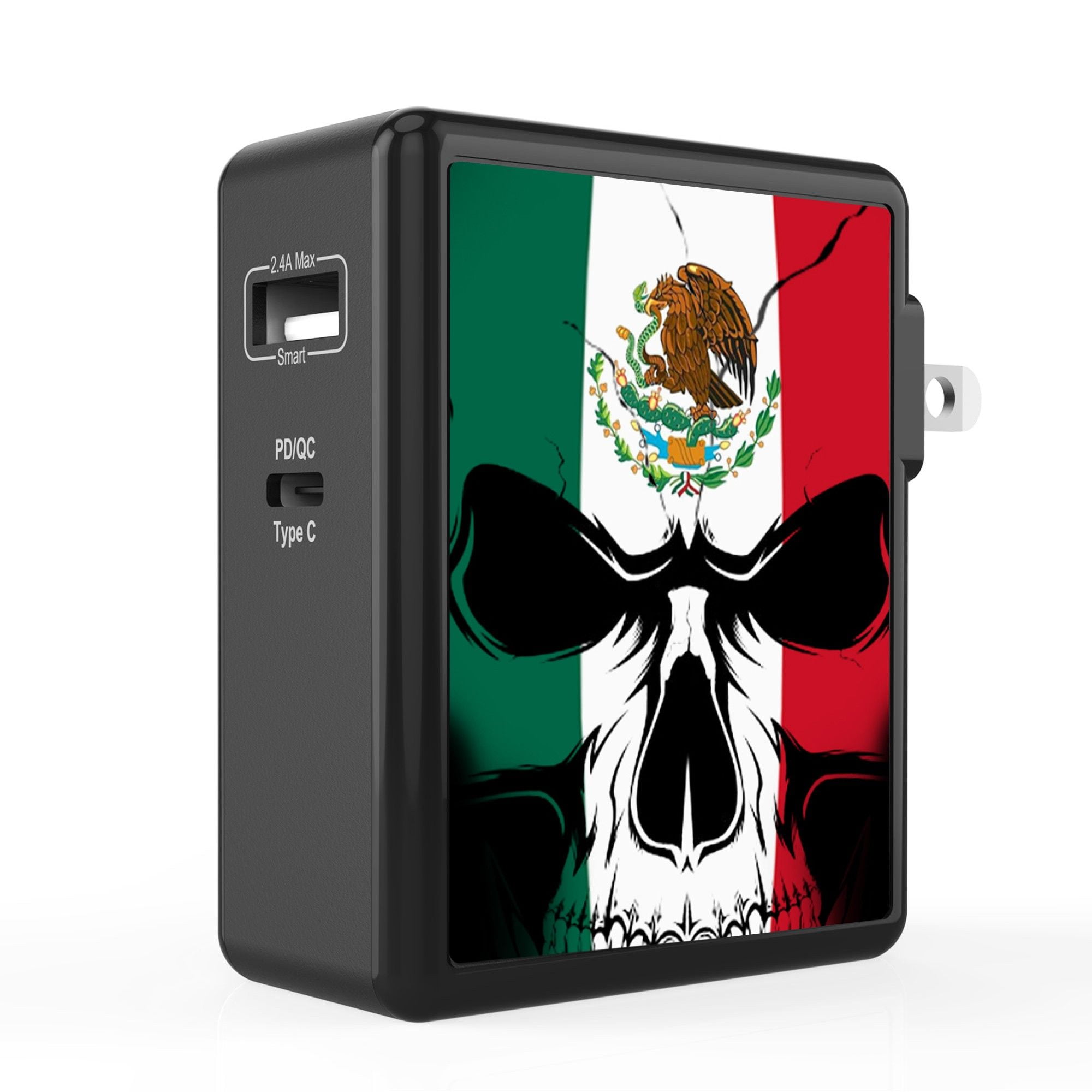 Infuze 45W Wall Charger for Schok Freedom Turbo XL 2022 - 2 Port PD Power  Delivery USB-C,  USB-A Power Adapter with Foldable Plug - Mexico Skull  