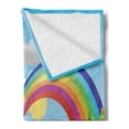 thumbnail image 2 of Gnome Soft Flannel Fleece Throw Blanket, Surreal Landscape Rainbow Clouds Above Ocean Forest Idyllic Fairytale, Cozy Plush for Indoor and Outdoor Use, 60" x 80", Multicolor, by Ambesonne, 2 of 5