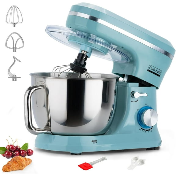 Electric Stand Mixer with 6.5 Quart Bowl, Household Food Mixer 10 p Speeds 660W, Kitchen Tilt-Head Bread Dough and Cake Mixers with Dough Hook, Whisk, Beater, Splash Guard and Egg Separator
