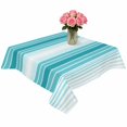 thumbnail image 2 of Turquoise Ombre Stripe Table Cloth Waterproof Tablecloths, Farmhouse Simple Striped Tablecloth Dining Table Cover for Kitchen Party Tabletop Outdoor, Square Tablecloth 54x54 Inch, 2 of 9