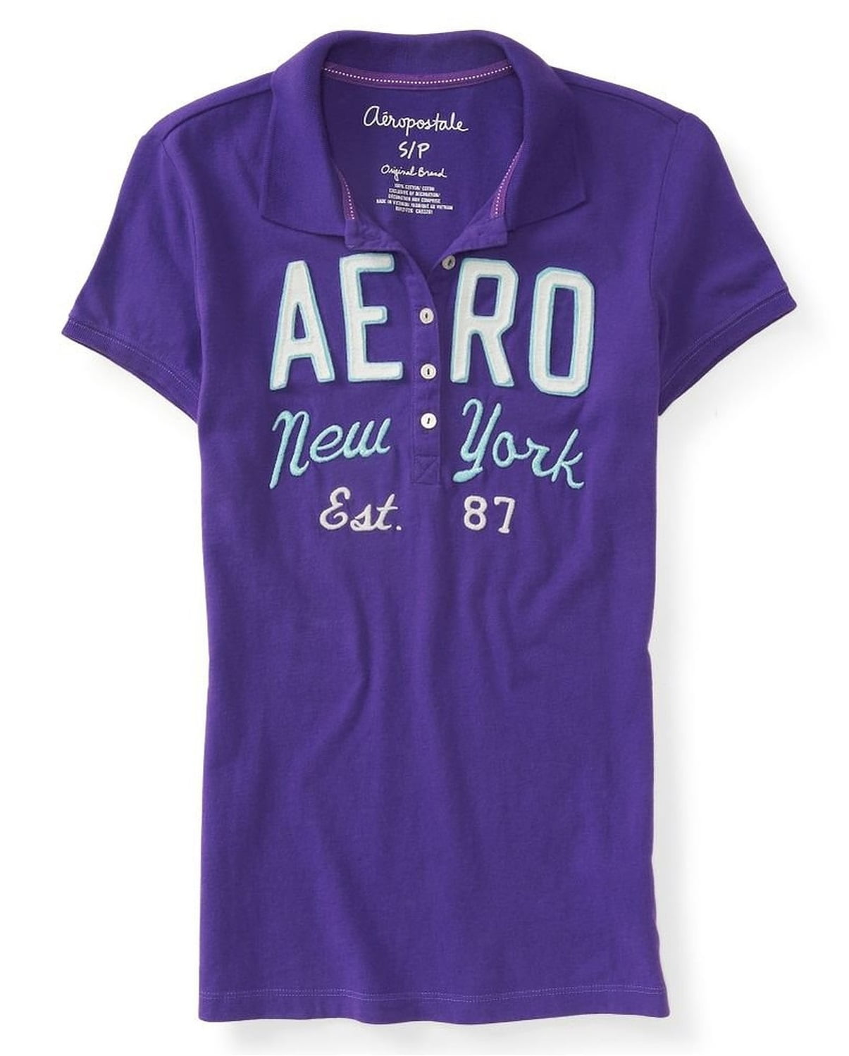 Aeropostale Women's Polo Shirt Aero New York Graphic Embroidered Logo