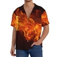 thumbnail image 1 of Fotbe Fiery Orange Flames Energy Camisa Estampada de Manga Corta para Hombre, Casual de Verano, Estilo Playero, Sin Arrugas-Large, 1 of 5