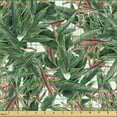 thumbnail image 2 of Ambesonne Exotic Fabric by the Yard, Watercolor Bird Strelitzia, 2 Yards, Olive Green Pale Rust, 2 of 5