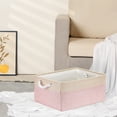 thumbnail image 5 of Unique Bargains Storage Bin with Handle Fabric Cube Pink/Beige 16*12.5*8in, 5 of 8