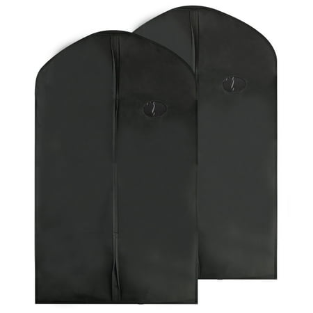 Suit Bag With Window 2-pack Garment Bags, Waterproof Storage Organizer Covers Set for Suit Carriers Dresses, with Clear Transparent Window (Black) ()