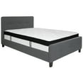 thumbnail image 2 of BizChair Full Size Three Button Tufted Upholstered Platform Bed in Dark Gray Fabric with Mattress, 2 of 6