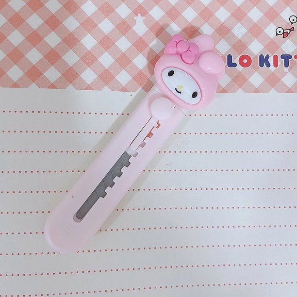 Mini cuchillo portátil Kawaii Melody, cortador de cartas, abridor de sobres, cuchillo de correo, suministros escolares y de oficina, Rosa
