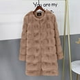 thumbnail image 7 of IROINNID Women's Long Shearing Coat Solid Color Long Sleeve Plus Size Short Coat Warm Long Comfy Outerwear, Khaki, 7 of 7