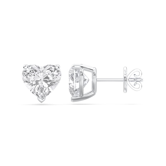 KEEVA JEWELS 4.00 Carat Heart Moissanite Push Back Stud Earring for Women White Gold Plated Silver