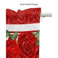 thumbnail image 5 of Red Floral Valentines Linen Curtain Valance for Bedroom/Bathroom/Kitchen/Office/Living/Dining Room Window,Spring Flowers Botanical Rod Pocket Topper Decorative Cafe Drapes Panel 42"x18", 5 of 6