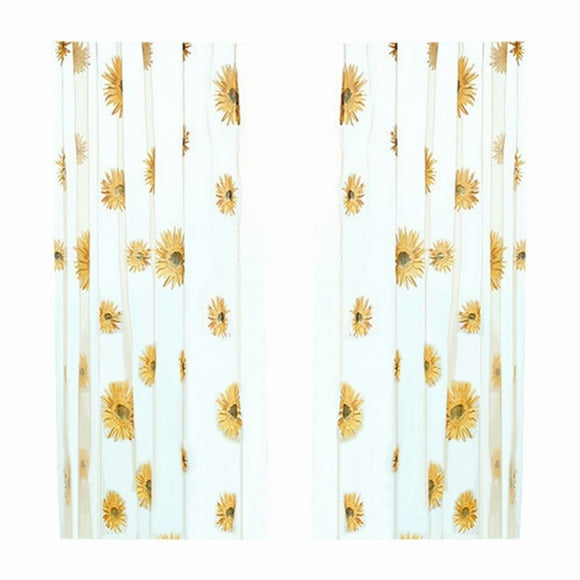 Ensemble de Rideaux Légers Perméables à Impression de Tournesols pour Balcon, Salon et Moustiquaire de Fenêtre, Voilages Floraux de Tournesols pour la Déco de la Maison, Rideau de Fenêtre en Maille Respirante 2