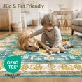 thumbnail image 4 of ODIKA 9'x12' Washable Area Rug Non-Slip, Chair-Friendly Mid Century Geometric Vintage Faded Hallway Teal Oushak Coastalbeach for Dining Room, Basement, Large Office, 4 of 7