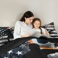 thumbnail image 5 of Homewish American Flag 7 Pieces Bedding Comforter Set,Football Game Gaming Full Bedding Set,Gray Black Fitted Sheet Flat Sheet For Boys Teens,Ultra Soft Home Decor Reversible, 5 of 9