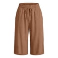 thumbnail image 5 of Cekizud Womens Capri Pants Solid Drawstring Waist Breathable Wide Leg Cropped Pants,Sizes S-2XL, 5 of 6
