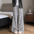 thumbnail image 2 of YunPes Girls Wide Leg Sweatpants Leopard Print Elastic Waist Drawstring Pockets Open Bottom Straight Leg Trousers Athletic Pants for Kids, 2 of 3