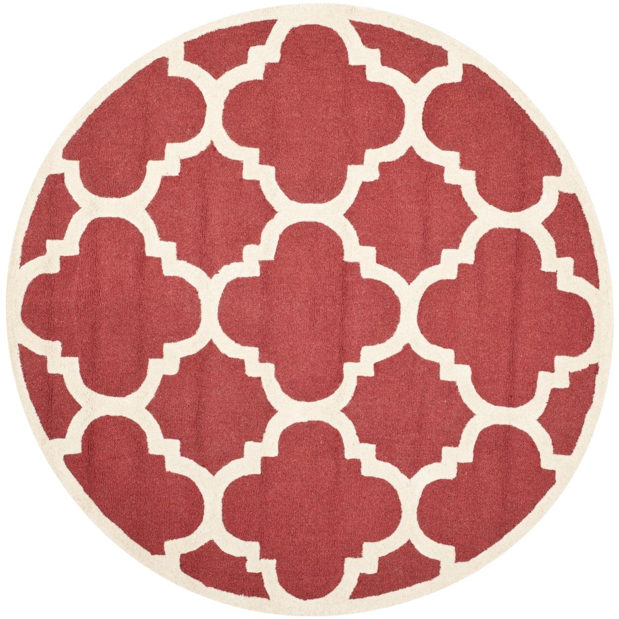 SAFAVIEH Cambridge Justine Geometric Quatrefoil Wool Area Rug, Rust/Ivory, 6' x 6' Round