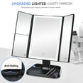 thumbnail image 3 of Fitfort Makeup Vanity Mirror with Lights and Magnification, Foldable Trifold Mirror, Portable Lighted up Mirror with 72 LED, Black, 3 of 9