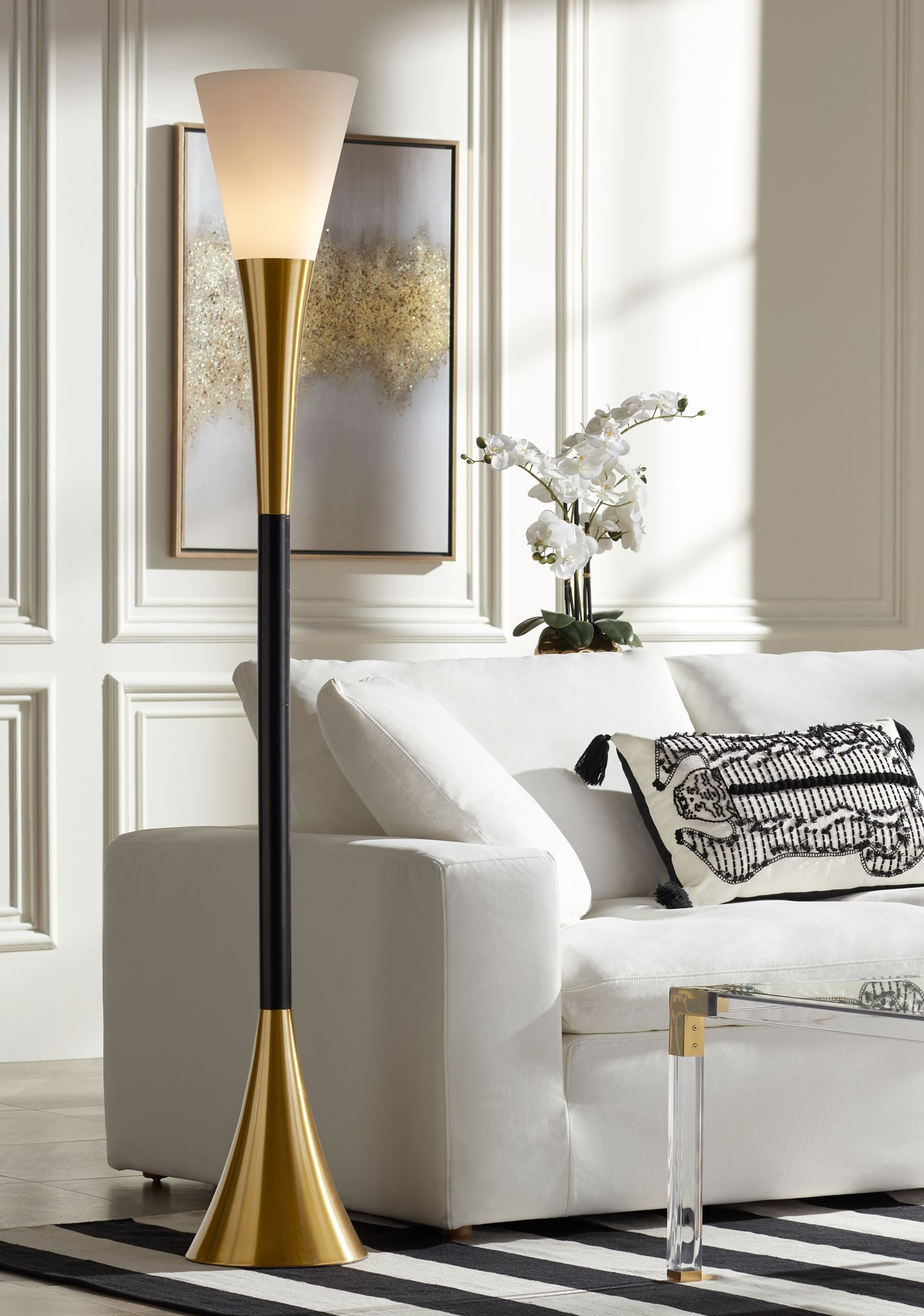 Franklin Iron Works Modern Floor Lamp 4-Light Tree 73