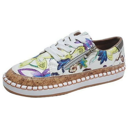 

QISIWOLE Sandals for Women Shoes Lace-up Zipper Design Colorful Printed Platform Casual Sneakers Deals
