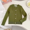 thumbnail image 4 of Guluxicc Kids Girls Solid Color Stretch Knit Cardigan Crew Neck Long Sleeve Sweater 1-10 Years, 4 of 6