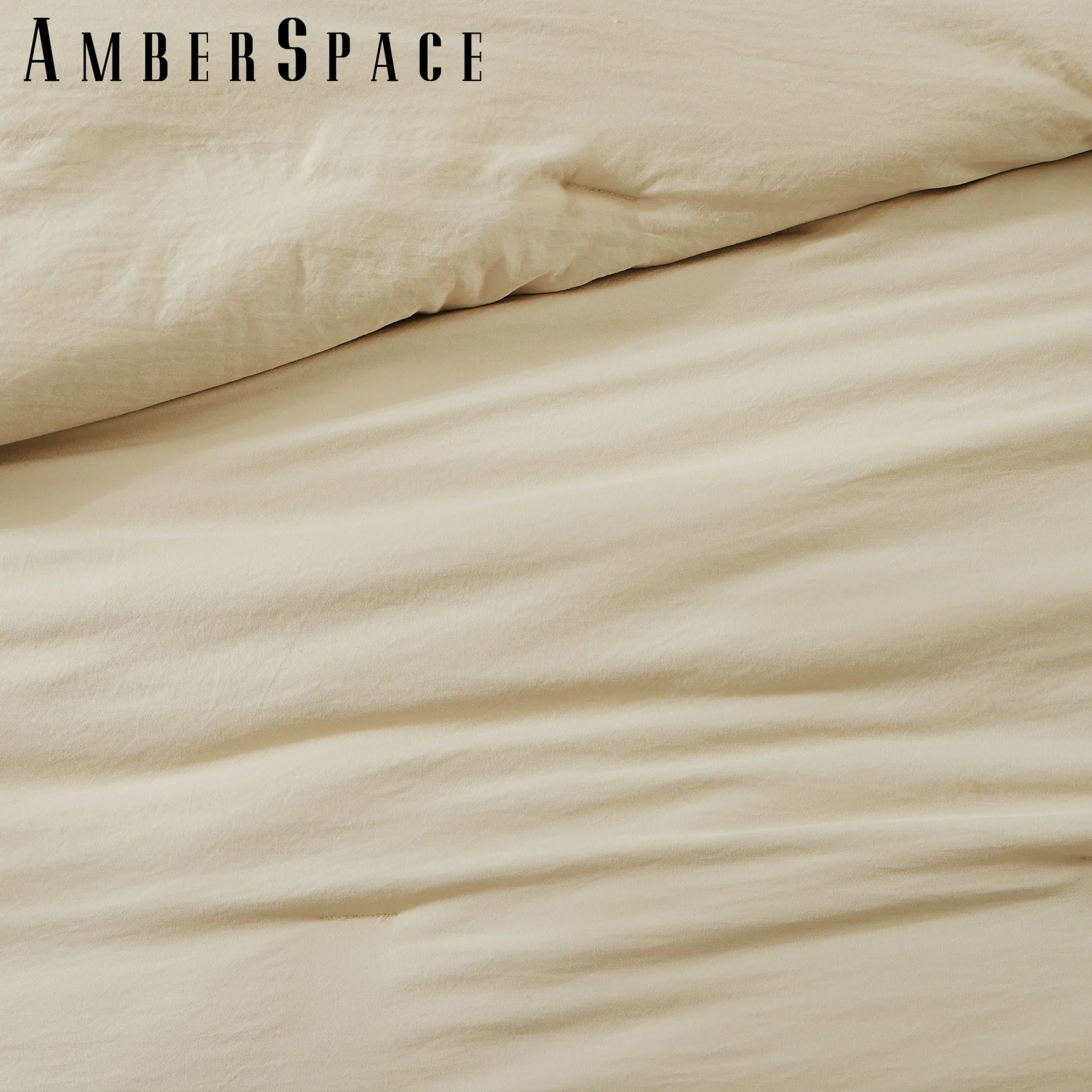 Amberspace Prewashed fabric 5-piece Bed in a Bag Comforter Set with Sheets,Beige,Twin-XL