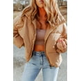 thumbnail image 3 of I AM A FASHION JUNKY Brown Zip Up Pocketed Puffer Jacket (Brown, S, 100%Polyester), 3 of 8
