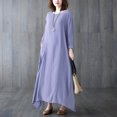 thumbnail image 3 of Vestido suelto de mujer Vestido maxi con bolsillo Manga larga Cuello redondo Vestido casual sól CACAGOO  Vestido, 3 of 7