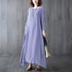 thumbnail image 3 of Vestido suelto de mujer Vestido maxi con bolsillo Manga larga Cuello redondo Vestido casual sól Abanopi  Vestido, 3 of 7