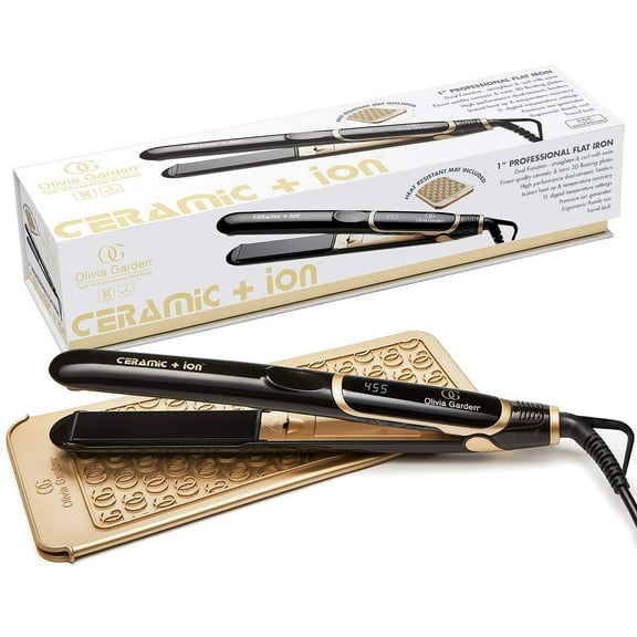 Olivia Garden Ceramic   Ion High Performance Professional Flat Iron, Black/Gold (CIFL1)