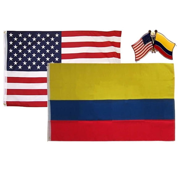 Wholesale Combo USA & Colombia Country 3x5 3’x5’ Flag & Friendship Lapel Pin