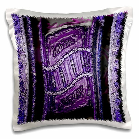 Painted Layered Shape 3dRose A Purple Shape That has been Twisted and Layered on a Pink, Gray and White Swirled Background - Pillow Case, 16 by 16-inch ()