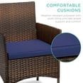 thumbnail image 5 of Best Choice Products 3-Piece Outdoor Wicker Conversation Patio Bistro Set, w/ 2 Chairs, Table -Brown/Navy, 5 of 8
