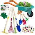 thumbnail image 1 of Juego de herramientas de jardinería Qtioucp Kids con carretilla verde, 1 of 7