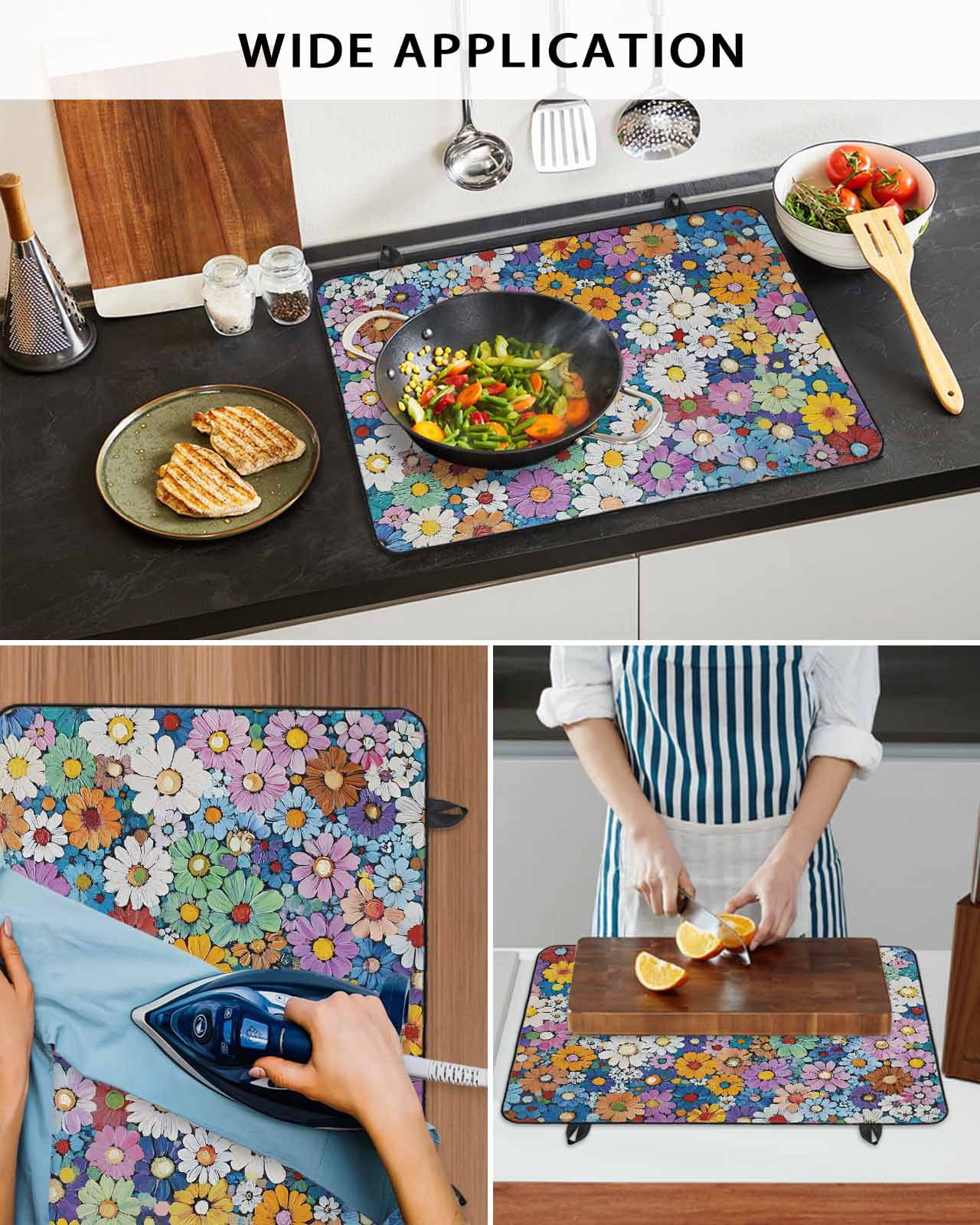nqOlkjepod Large Induction Cooktop Protector Mat 36"x21", Colorful Spring Floral Stove Top Covers for Electric Stove, Oil Painting Flowers Modern Abstract Stove Burner Cover Mats Stove Cover