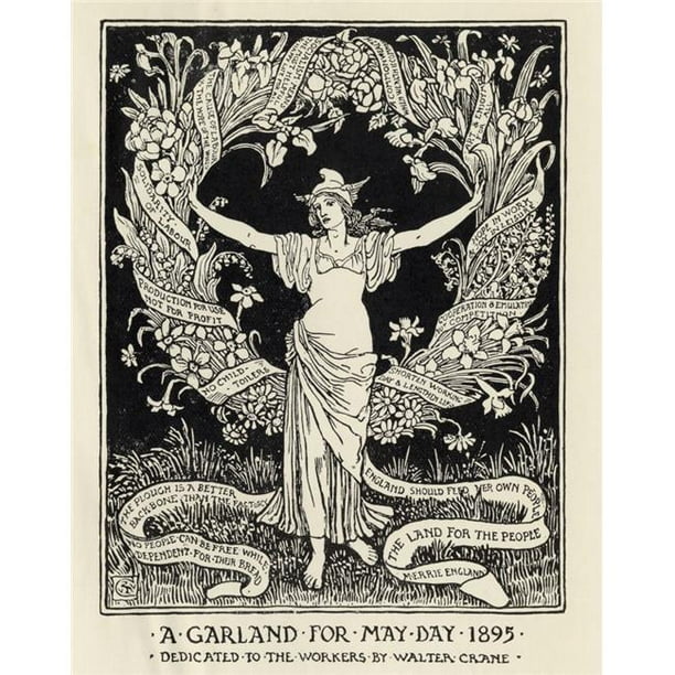 Design Pics DPI1862225 une Guirlande pour le Jour de Mai 1895 Dédiée aux Travailleurs par Walter Crane 1845 1915 Affiche d'Artiste Anglais Imprimé, 12 x 16