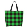 thumbnail image 1 of Balery Buffalo Plaid Green Black Bolsa Tote Estilo Estético con Cremalleras, Bolsa de Hombro, Bolsa de Compras Grande y Plegable, 1 of 8