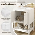thumbnail image 4 of S-HOME 24 Inch Modern Bathroom Vanity with White Ceramic Sink, Cabinet with Open Shelf & Closed Storage Space，White, 4 of 11