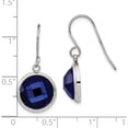 thumbnail image 4 of Stainless Steel Polished With Blue Glass Dangle Shepherd Hook Earrings (24.5 X 12.8) Made In China sre1365, 4 of 5