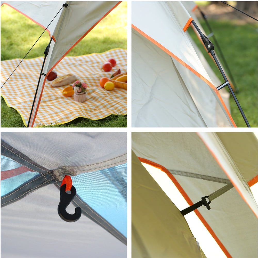 TOPCHANCES Instant Pop Up Tent 3-4 Person Family Camping Tent Easy Set Up Tent Portable Waterproof Dome Tent with Camping Lamp for Camping Hiking & Traveling, Beige #B