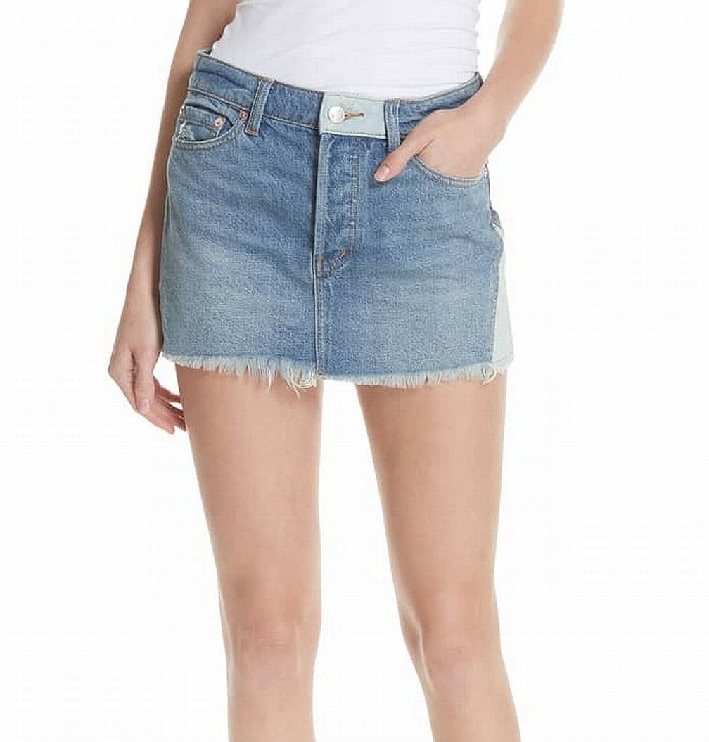 Free People - Womens Frayed Hem Patch Denim Mini Skirt 24 - Walmart.com ...