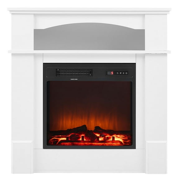 Classic 33" White Electric Fireplace Stove, Freestanding 1500W Heater with Realistic Adjustable Flames, Remote Control, Timer, and Safety Overheat Protection