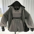 thumbnail image 2 of Womens 2 Piece Workout Sets Lounge Matching Sets Zip Up Hoodie and Skirt Gym Clothes Yoga Outfits Gray M, 2 of 6
