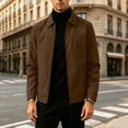 thumbnail image 6 of Men's Zip Up Casual Jacket Lapel Collar Fully Lined Long Sleeve Coat with Pockets Spring Fall Outfits Daily Outerwear, 6 of 6