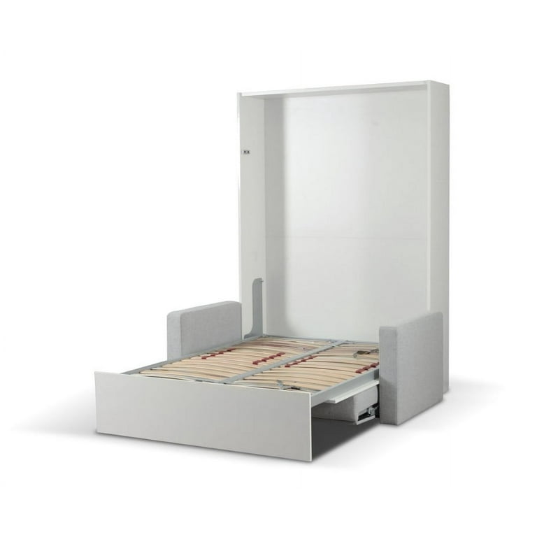 ALADINO European King Size Wall bed with sofa White White Gloss