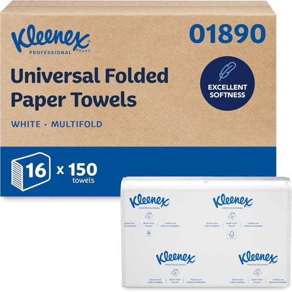 Professional Universal Multifold Paper Towels, Bulk (01890), Absorbency Pockets, 9.2" x 9.4" Towel, White (150 Sheets/Pack, 16 Packs/Case, 2,400 Sheet Total)