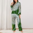 thumbnail image 2 of Daiia Dandelion Flower In The Meadow for Women's Long-Sleeved Pajama Set – Soft & Comfortable Sleepwear Button-Up Pajamas Cozy Lounge Wear-X-Large, 2 of 7