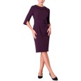 thumbnail image 2 of INSPIRE CHIC Women's Collared Sheath Vintage Half Sleeve Pencil Dress with Belt S Purple, 2 of 5
